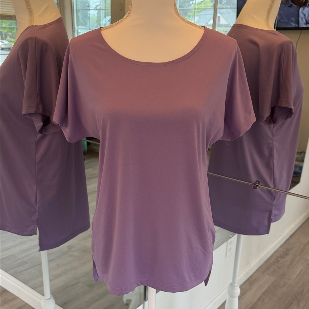 Ideology Lavender Scoop Neck Short Sleeve Tee